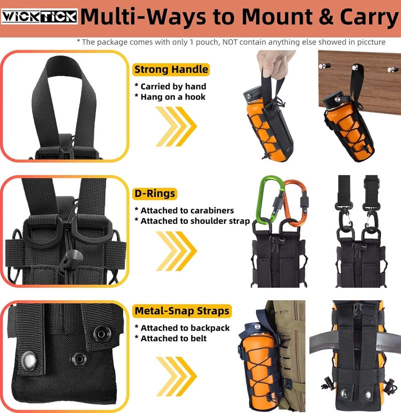 Swicktick Molle Water Bottle Holder Pouch 16 24 32 40 64 oz - Multi-Purpose Tactical Fuel Bottle Bag, Adjustable Size for Outdoor Activities, Adapted to Backpack/Vest/Belt - Image 4